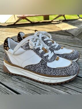 Madewell MWL MA503 Platform Sneakers Calf Hair Animal Print Leather Size 7